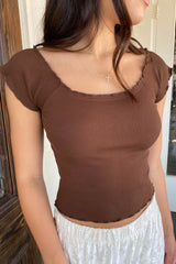 Basic Lettuce Leaf Ribbed Top